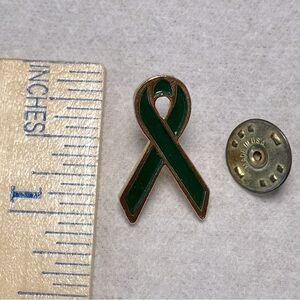 Green Mental Health Ribbon Logo Pin Vintage